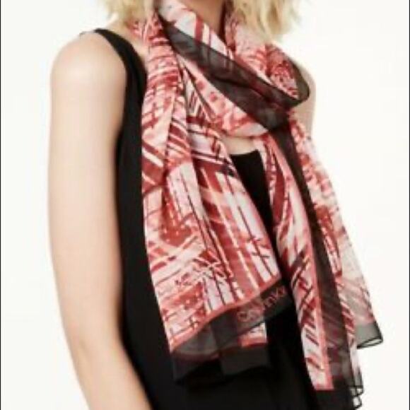 Calvin Klein Silk Chiffon Scarf in Rose Quartz - Picture 1 of 8